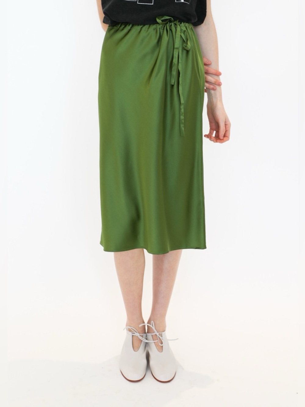 6397 Charmeuse Drawstring Skirt in Green